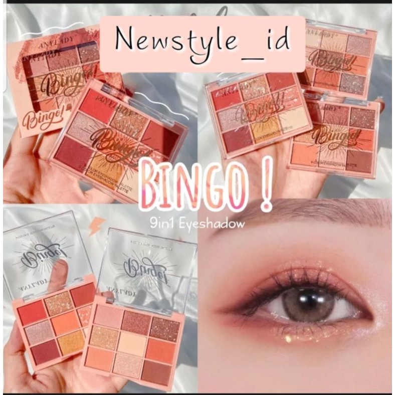 [COD &amp; READY STOCK] ANYLADY MINI EYESHADOW 9 COLOR BINGO | EYESHADOW PALLETE | EYESHADOW PEACH | EYESHADOW GLITTER | EYESHADOW FOCALLURE