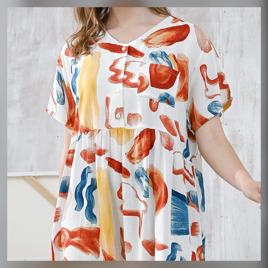 Julia Nightdress - Piyama / Daster Rayon Premium by RAHA Sleepwear-Punchy Colors