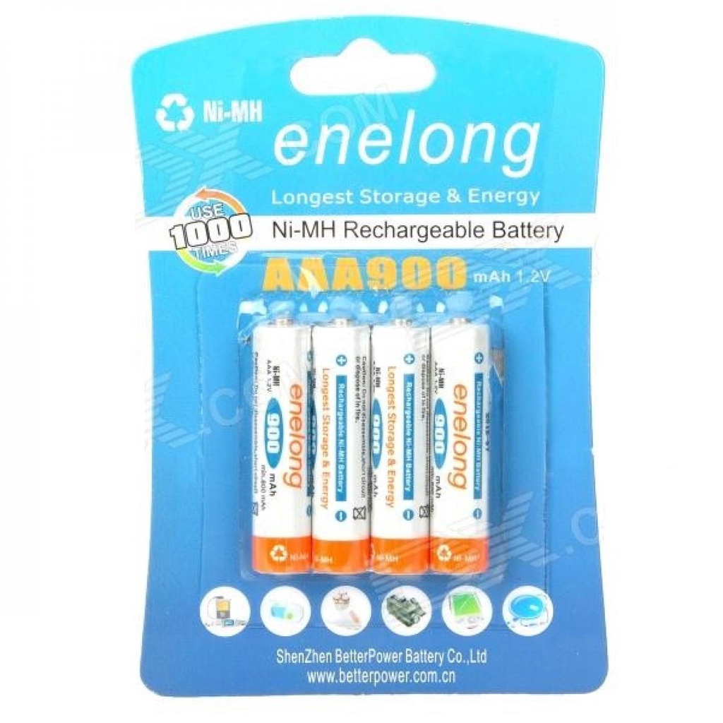 Enelong Baterai Cas Rechargeable Ni-Mh AAA 900mAh 4PCS - HR03 / MN2400-Putih