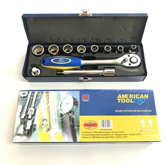 AMERICAN TOOL Kunci Sok Set 1/2” 11 Pcs 8-24mm Socket Set