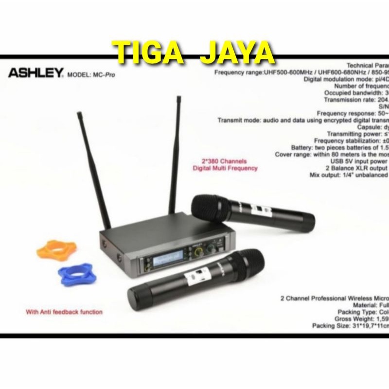 Mic Wireless Ashley UHF Mc Pro 2 Microphone Werless Mic Voice Original