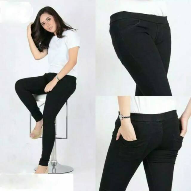 Leging Jumbo / Legging Murah / Celana Legging Panjang Denim Streach (BB 70-80 Kg - Jumbo)