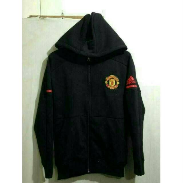 JAKET HOODIE ZNE MU MANCHESTER UNITED BLACK OFFICIAL 17/18 GRADE ORI (FNS)