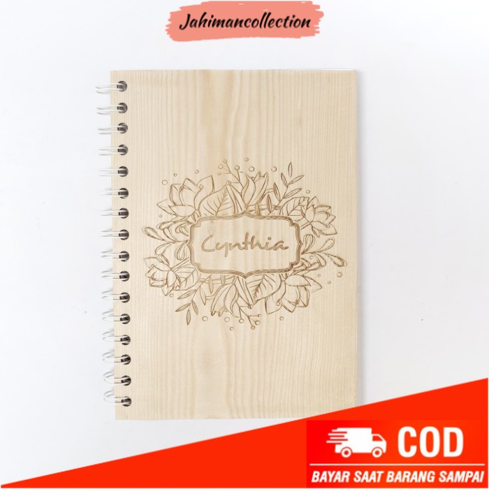 

✨ BISA COD ✨ wooden sketch book ( pine wood cover front back- size A5)