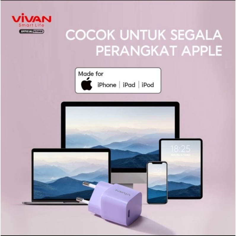 Vivan Power Nano Charger PD 20 W for IPhone 13 12 11 8 Pro X Xr Xs Ipad