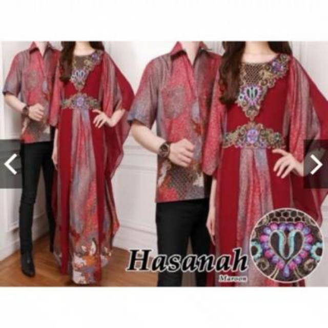 baju batik  couple Alvia couple sutra terbaru gamis 