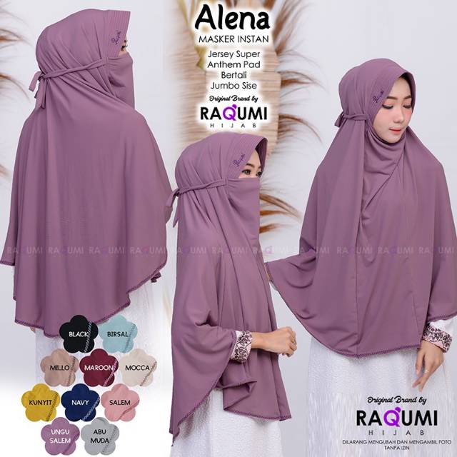 Alena masker hijab bahan jersey super pad anthem bertali dan jumbo size original by.RaqumiHija
