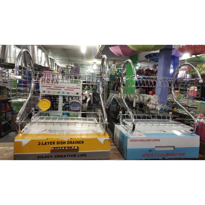 Rak Piring Stainless 2 Susun Peralatan Dapur Besar Murah Premium Jumbo