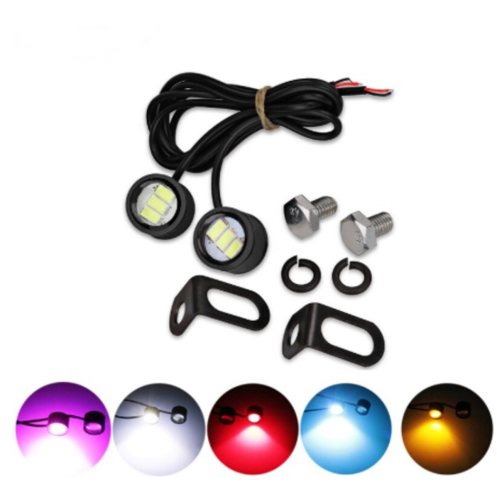 LED EAGLE EYE KEDIP 3 LED DRL MATA ELANG FLASH DENGAN BREAKET KUNING