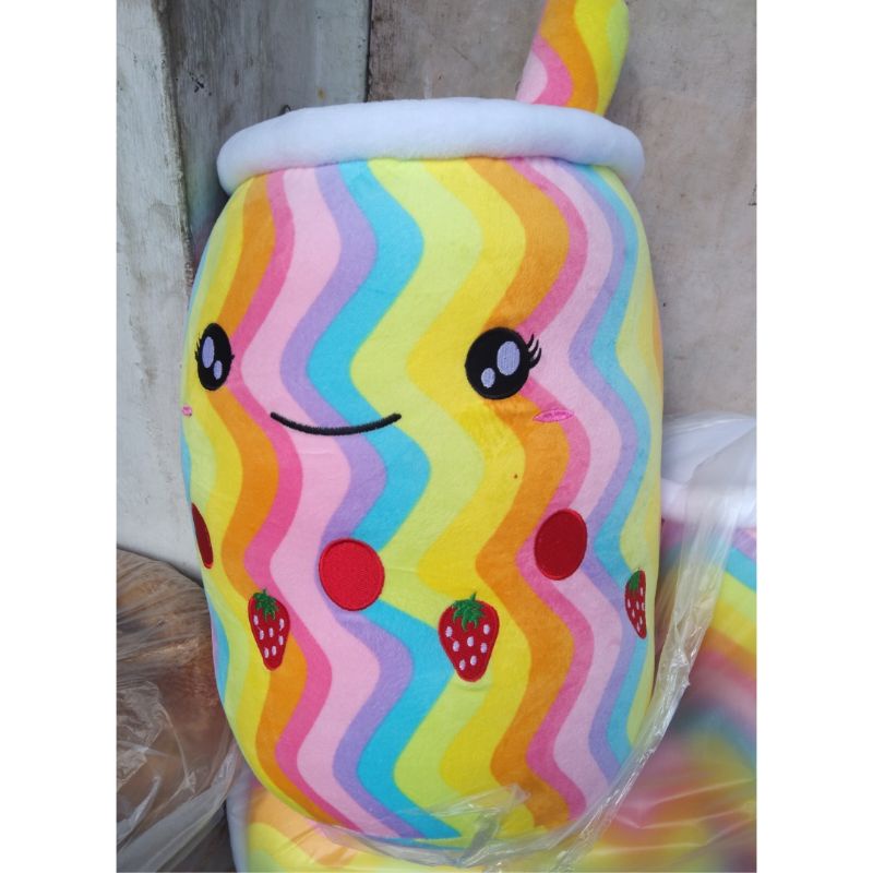 BONEKA BOBA JUMBO CUP BANTAL RAINBOW PINK KUNING BIRU MAINAN