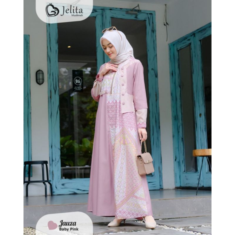 Gamis Jauza Jelita Muslimah/ Baju Kondangan/ baju lebaran/ fashion muslim/ update/ batik
