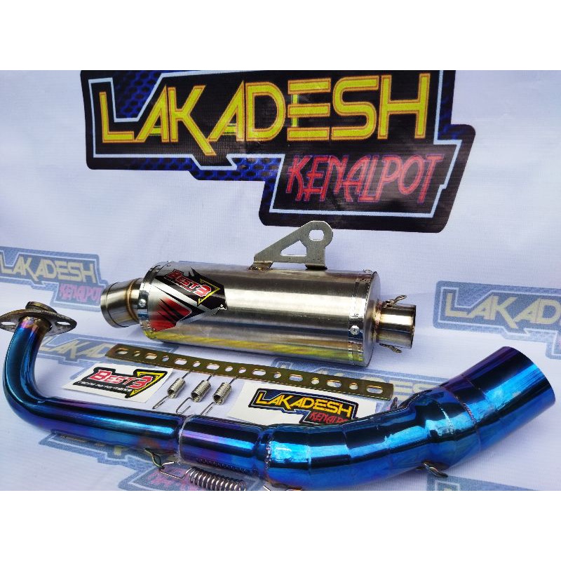 KNALPOT BEST 3 LEHER BLUEMOON (INLET 38/50) BEAT MIO VARIO AEROX SCOOPY NMAX PCX ADV LEXI GENIO DLL