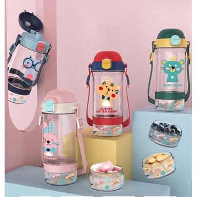 TOMOR waterbottle with snack case 440ml BPA FREE T3007