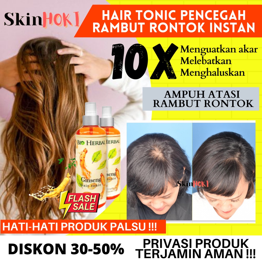 PENUMBUH RAMBUT BOTAK PENGHILANG RONTOK PAKET BIO HERBAL GINSENG SHAMPOO &amp; HAIR TONIC PERAWATAN RAMBUT ORIGINAL BPOM