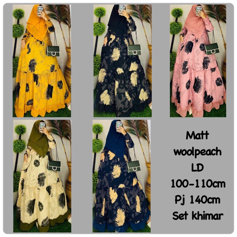 Gamis Set Khimar motif Abstrak