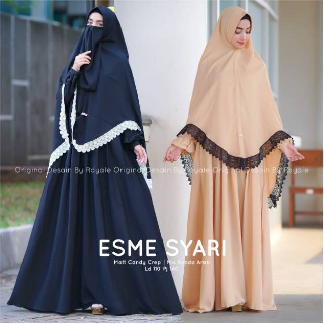 ESME SYARI ORIGINAL ROYALE GAMIS WANITA MUSLIMAH SETELAN KHIMAR LONGDRESS JUMBO POLOS BUSUI XXL