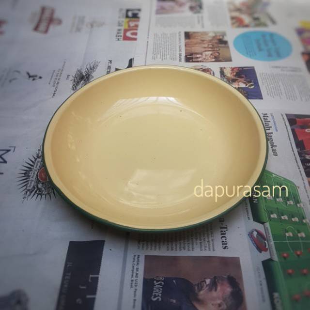 Nampan Polos 24cm Enamel Lawasan Vintage seng blek Piring nasi