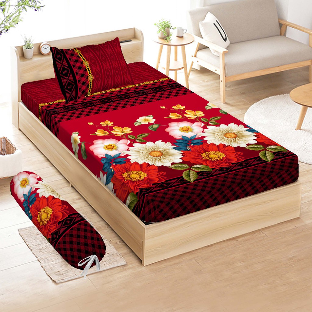Sprei 3D Single NEW VITO motif Red Chrysant Shopee Indonesia
