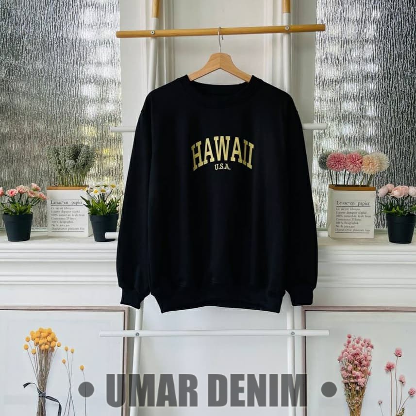 Sweater hawaii cowok cewek simpel bahan flece tebal