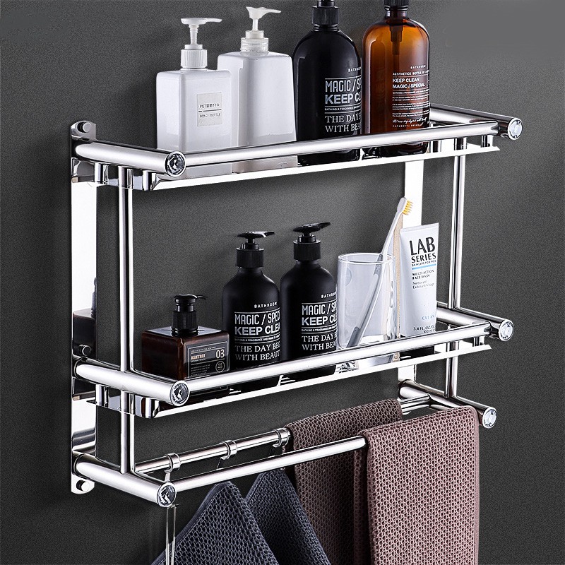 Rak Kamar Mandi Rak Handuk Rak Dinding Stainless Steel 2 Rak Kamar Mandi Rak Handuk Rak Dinding Stainless Steel 2