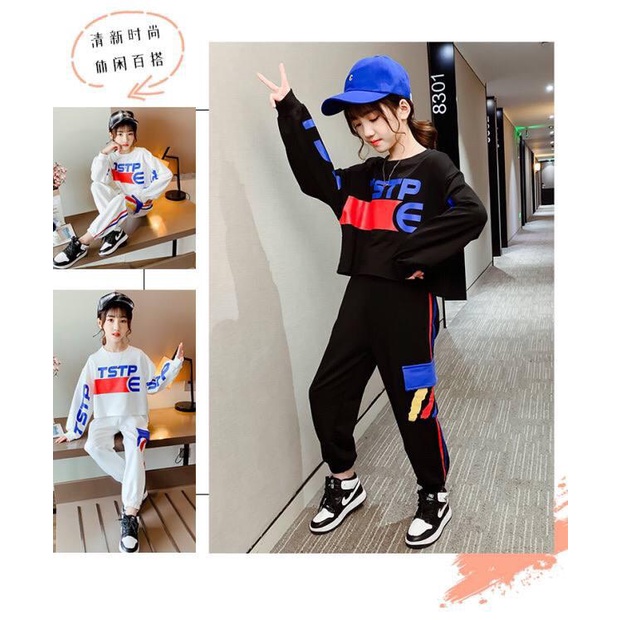 SETELAN JOGER ANAK CEWEK / SETELAN JOGER ANAK CEWEK KEREN / SET JOGER PUTIH – HITAM