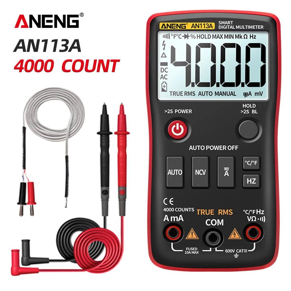 Solighter Digital Smart Multimeter ANENG AN113A 4000menghitungan True RMS AC/DC Transistor Pengukur Tegangan