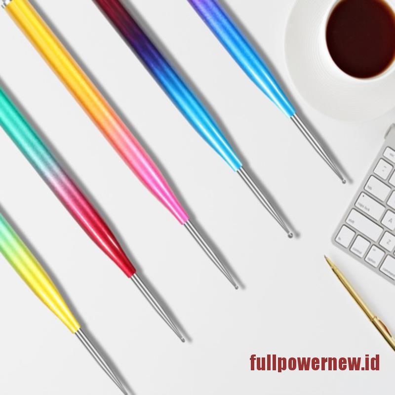 5pcs / Set Pen Brush Liner Dotting Kepala Ganda Untuk Menggambar Ukiran Lukisan Kuku