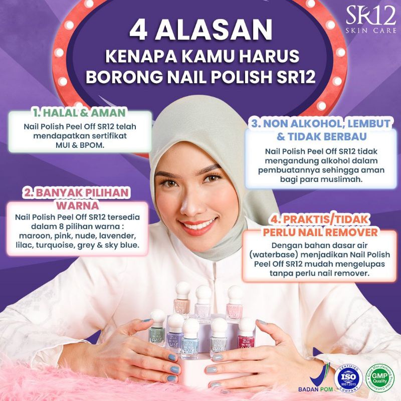 Nail Polish Peel Off  SR12 Kutek Kuku Halal Waterbase