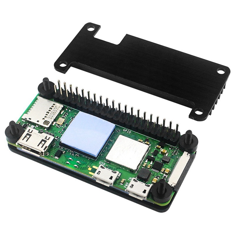 Aluminum Alloy Shell for Raspberry Pi Zero/Zero W/Zero WH 2W Heatsink Passive Cooling Enclouse Black Pin Header