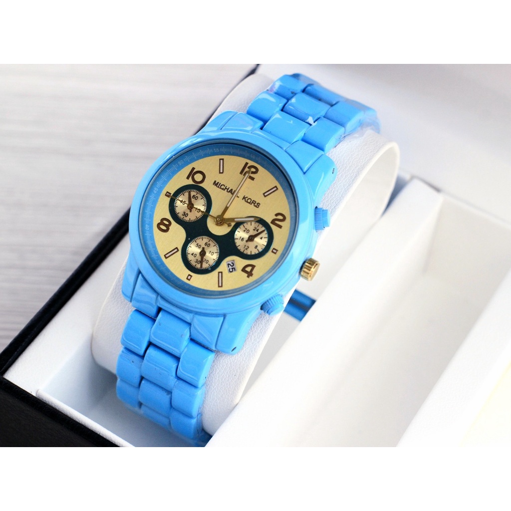 [ COD ] JAM TANGAN FASHION WANITA MK 3645WK TANGGAL AKTIF CHRONO OFF TALI RANTAI MIKA FREE BOX & BAT