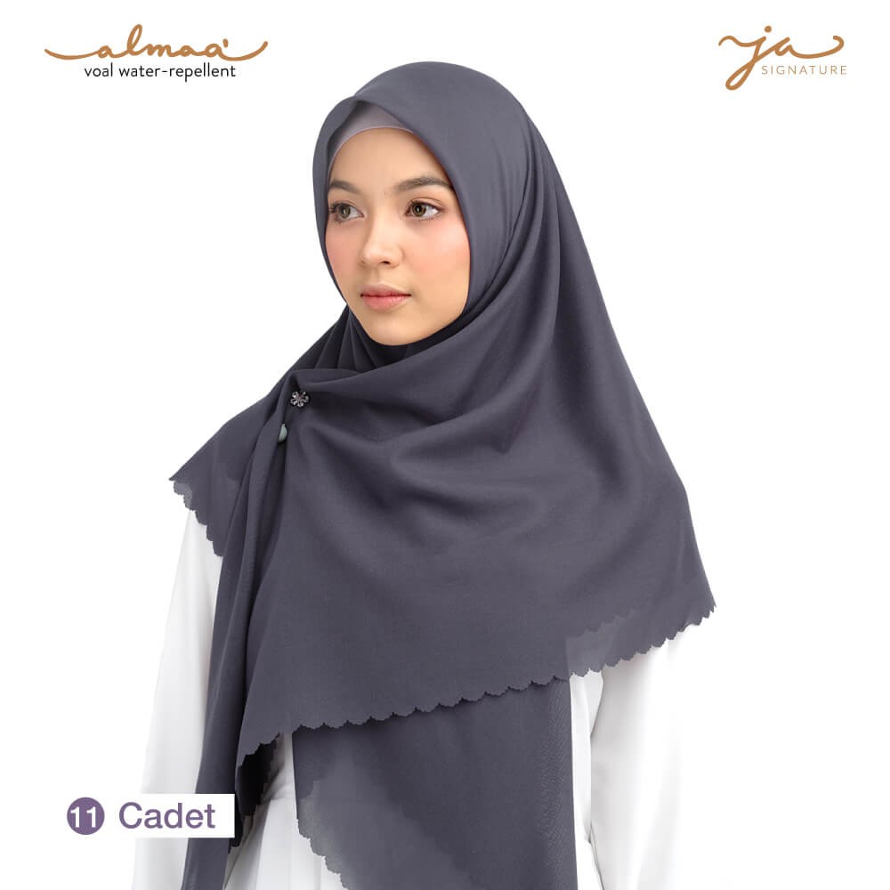 Jilbab Afra Almaa' Warna Cadet - Hijab Voal Polos Segi Empat - Water Repellent