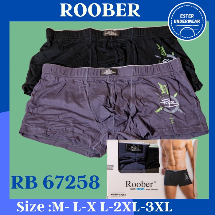 Celana Boxer Pria Roober RB 67258 Isi 2Pcs/Pack Bahan Soft Viscose