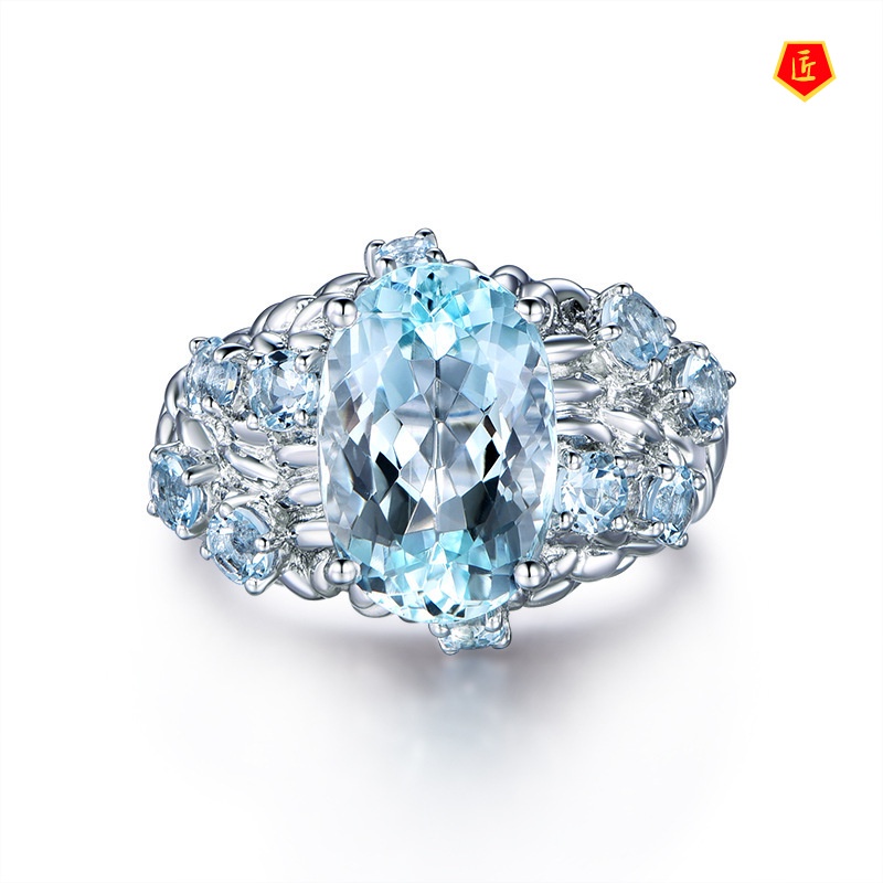 [Ready Stock]Fashion Elegant and Personalized Sapphire Topaz Ring