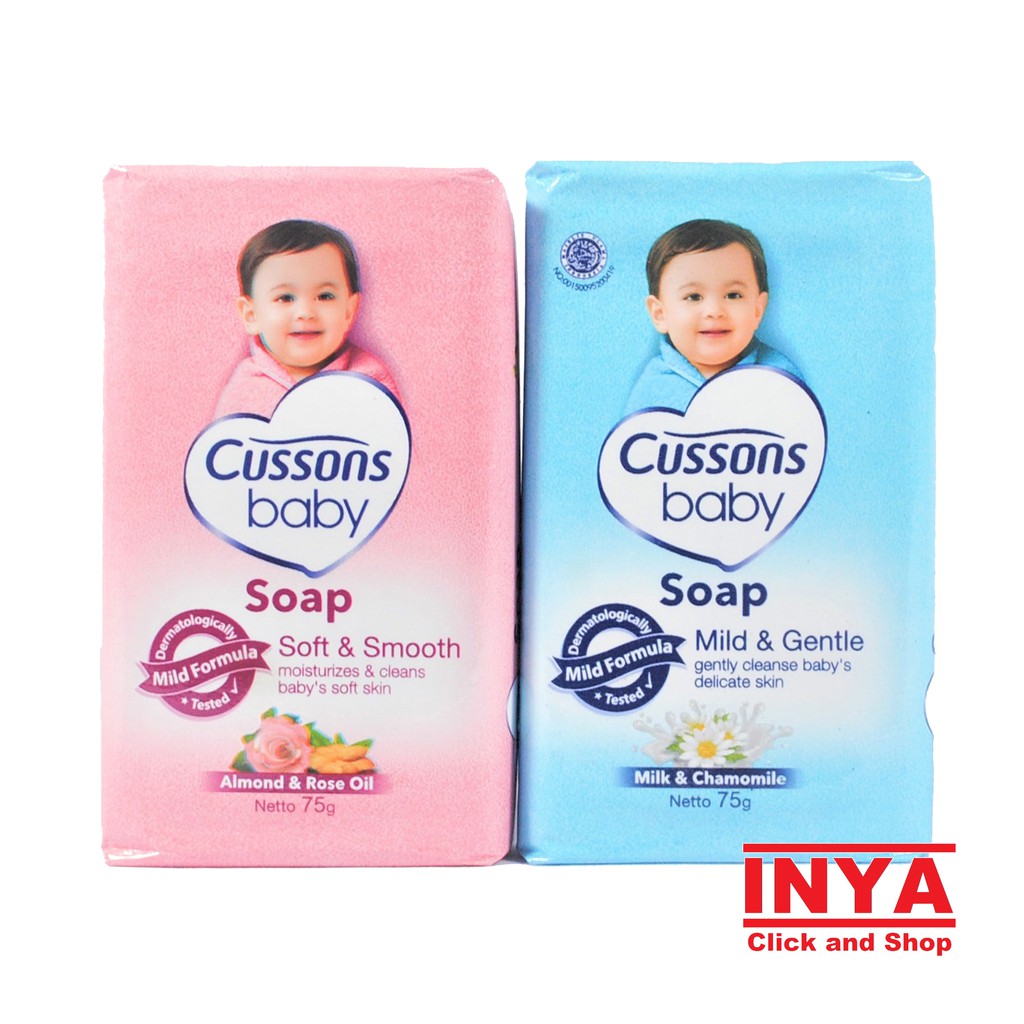 CUSSONS BABY SOAP SOFT AND SMOOTH, ALMOND AND ROSE OIL 75gr - Sabun Bayi