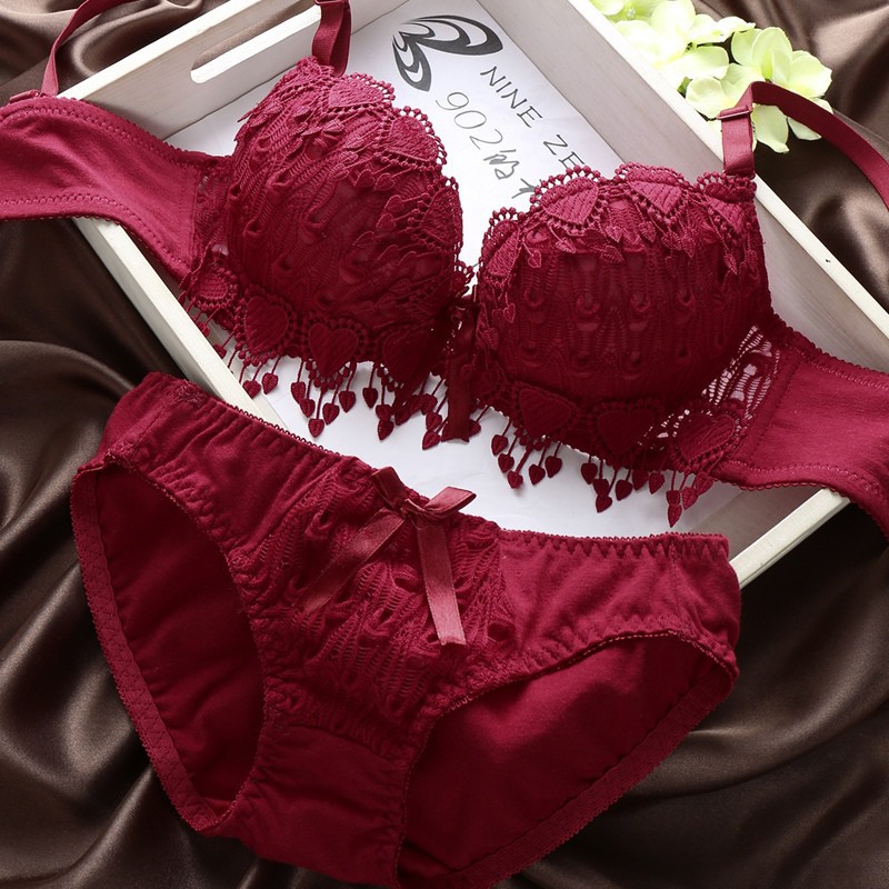 Set Bra Wanita Dengan Renda Underwear Motif Floral Lace BH