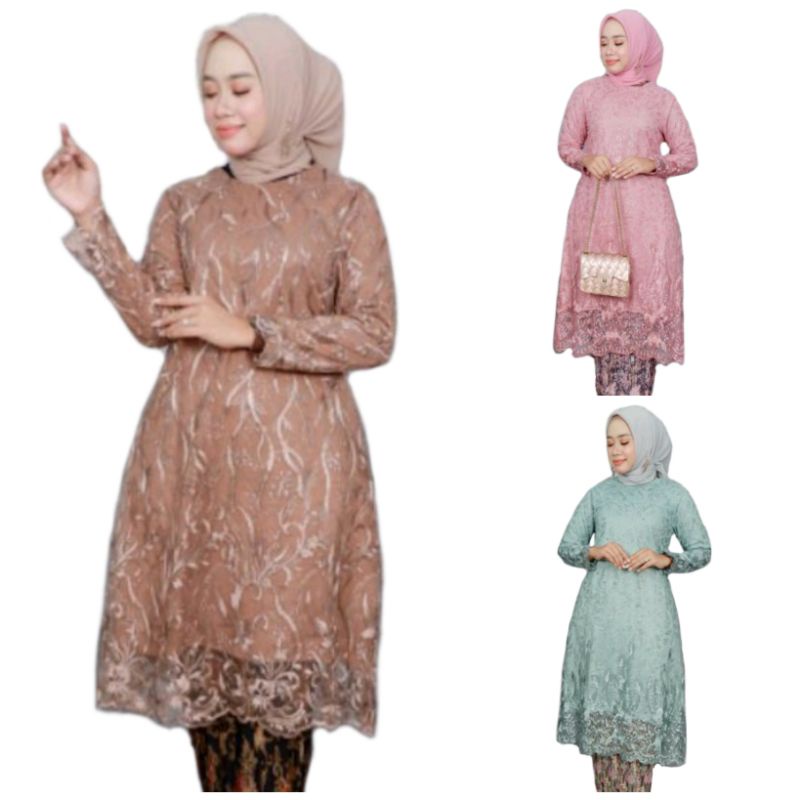 (12 Warna) Kebaya Brukat Tunik Kurung Tile / Atasan Kebaya Kurung / Tunik Padang / Tunik Brukat Tile / Kebaya Wisuda / Kebaya Modern / Kebaya Kondangan / Tunik Muslim / Tunik Modern / Kebaya Jumbo / Kebaya Warna Wardah Lilac Rose Gold Taro Marun Pink Biru