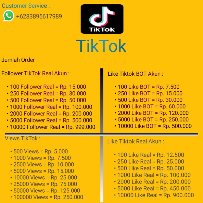 Jual Follower Tiktok TERMURAH 