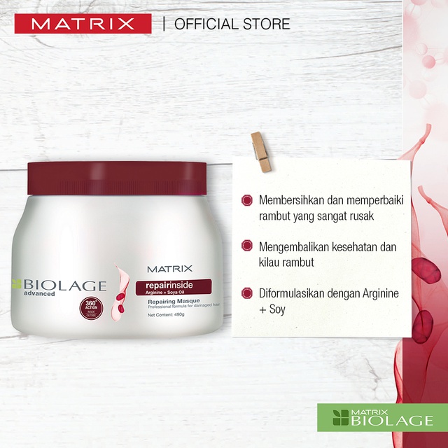 MATRIX Biolage Repairinside Hair Mask - Masker Perawatan Pelembut Rambut Rusak Bercabang 500 ml