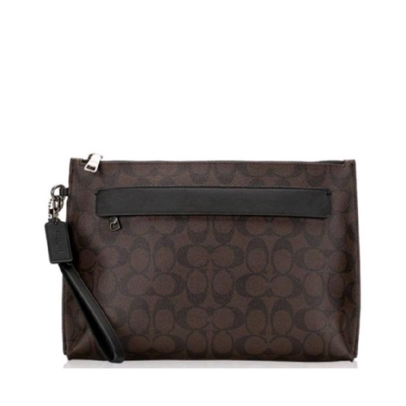 COACH CLUTCH BAG BROWN SIGNATURE COACH MEN