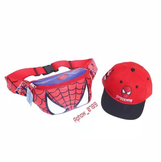 KSO_BAG - Tas Selempang WaistBag Anak Laki-Laki 2In1 Terbaru 2021 Motif Carakter Spiderman Termurah