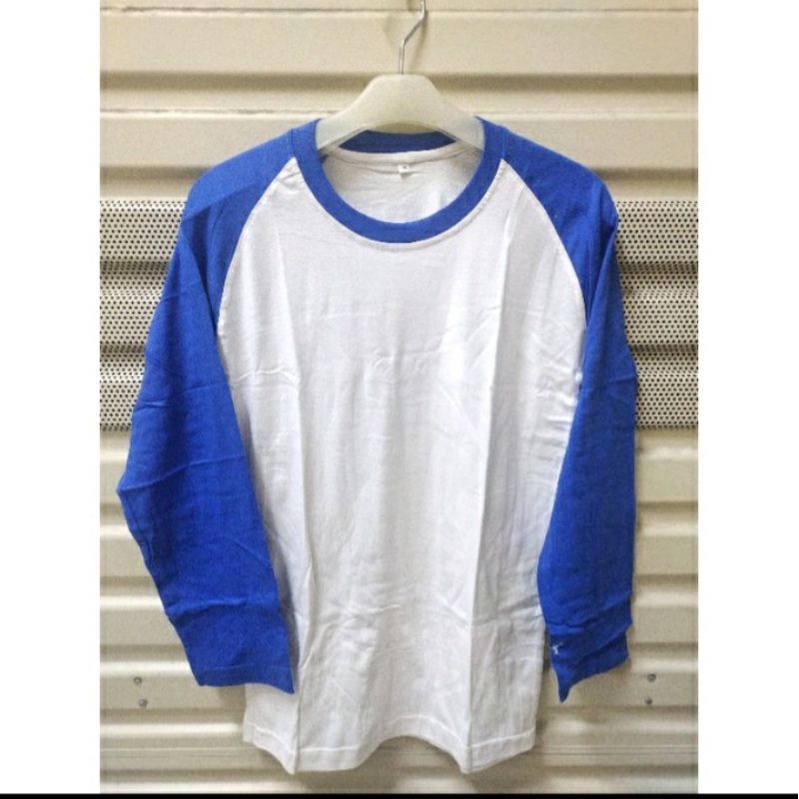Kaos Raglan Putih Polos Lengan Panjang. Kaos Raglan Pria. Kaos Raglan Wanita
