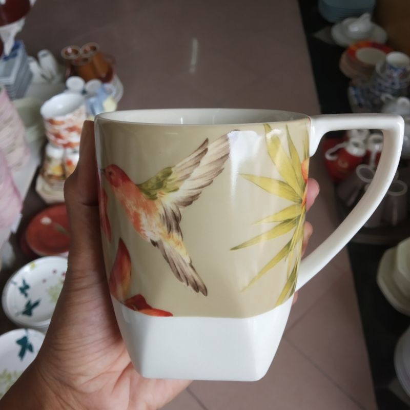 MUG GELAS KERAMIK SANGO MOTIF JADUL VINTAGE ANTIK KLASIK CLASSIC KOLEKSI DEKOR DAPUR CANTIK