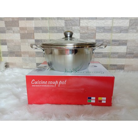 ARZ Promo Panci stainless tutup kaca ukuran 24 cm / Cuisine soup pot / panci soup murah