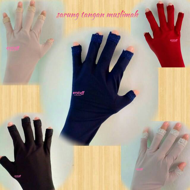 SARUNG TANGAN MUSLIMAH /Gloves TOUCHSCREEN / RENDA 5 JARI