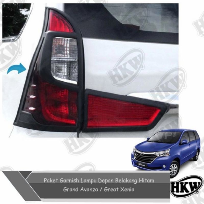 Paket Garnish Lampu Depan Belakang Hitam Mobil Grand Avanza