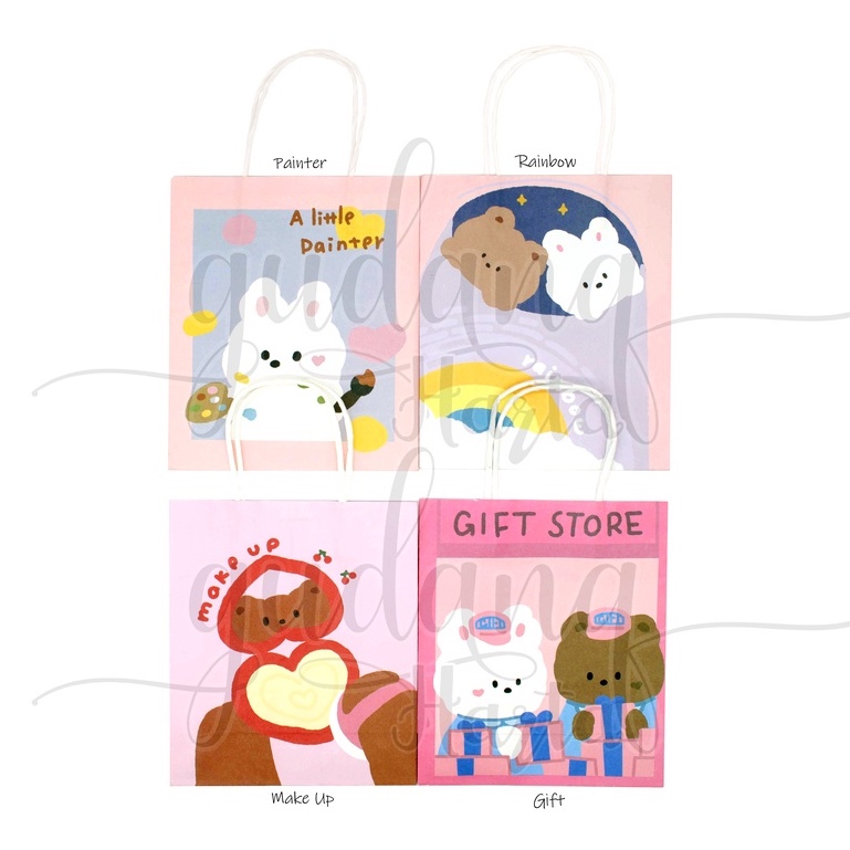 Paper Bag Fluffy Bear Series Tas Bungkus Hadiah MotifBeruang GH 507011