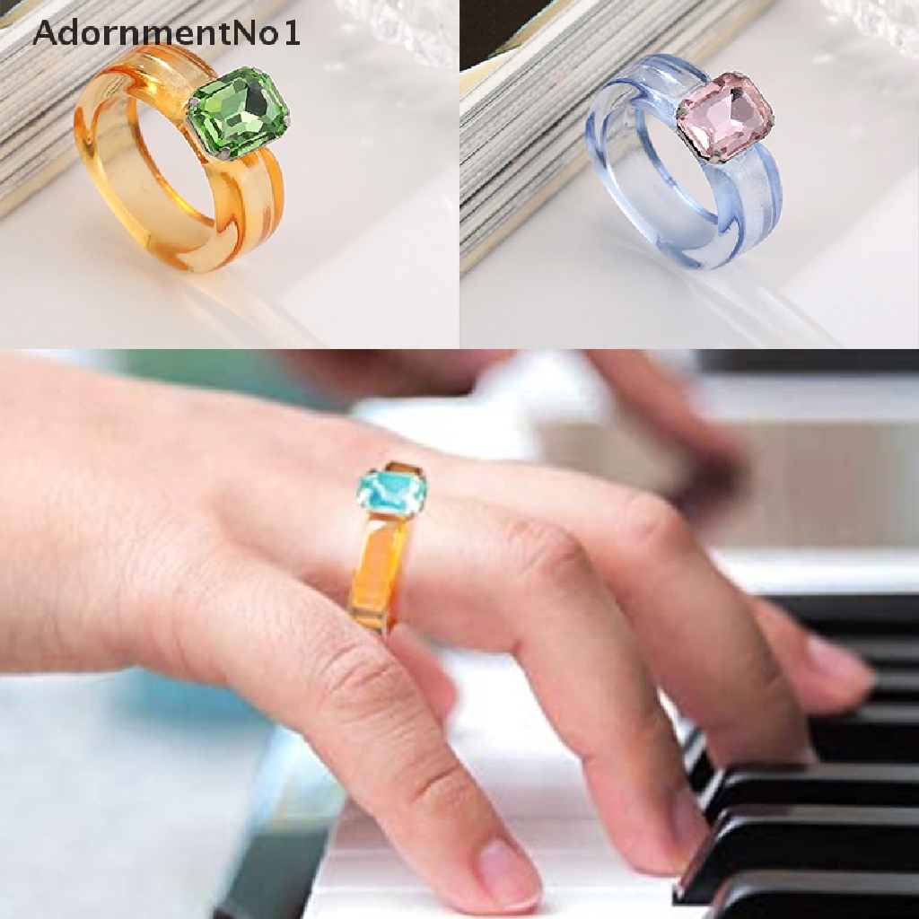 (AdornmentNo1) Cincin Geometri Aksen Kristal + Berlian Imitasi Bahan Resin Untuk Perhiasan Wanita