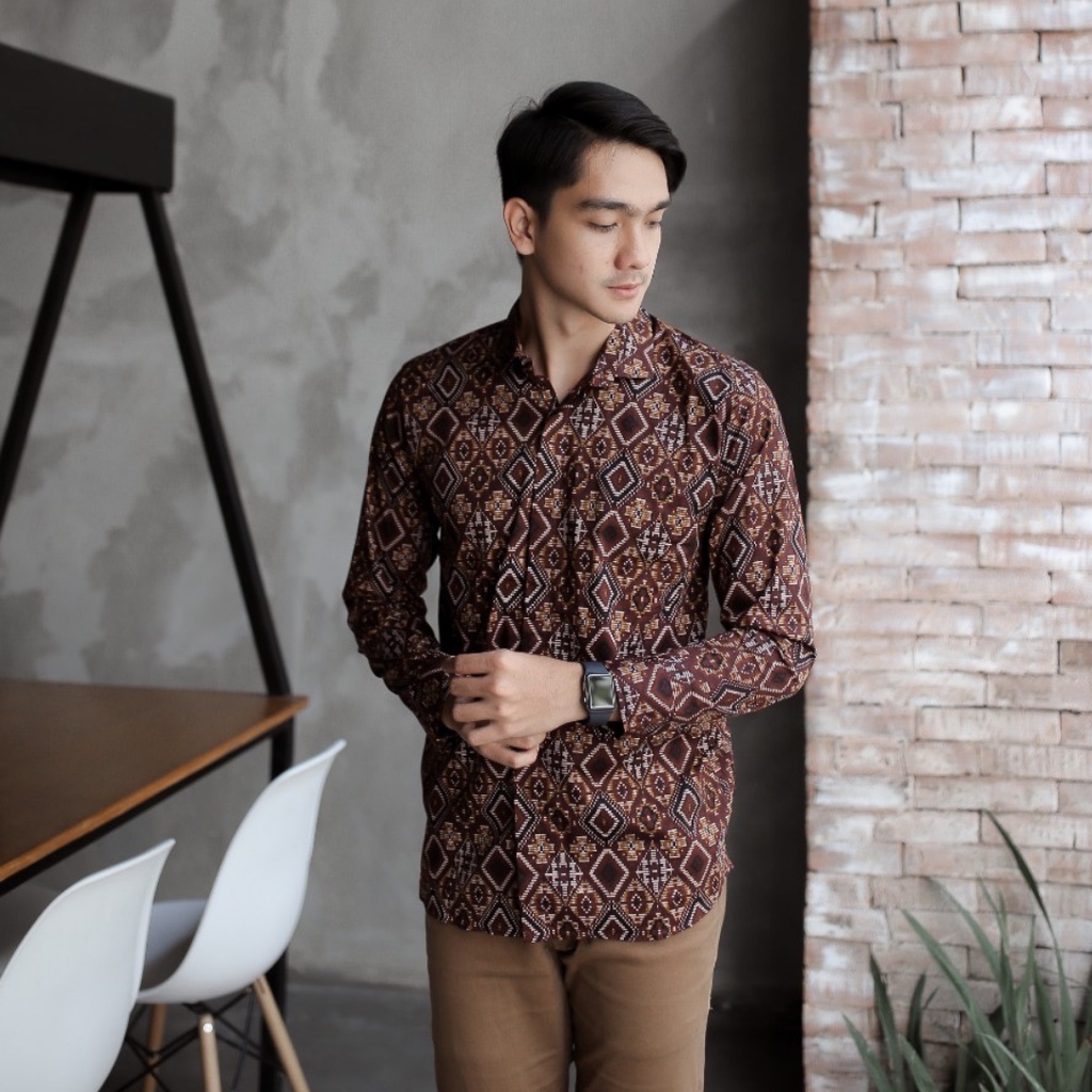 KEMEJA BATIK LONG SONGKET DIAMOND M L-3XL MURAH