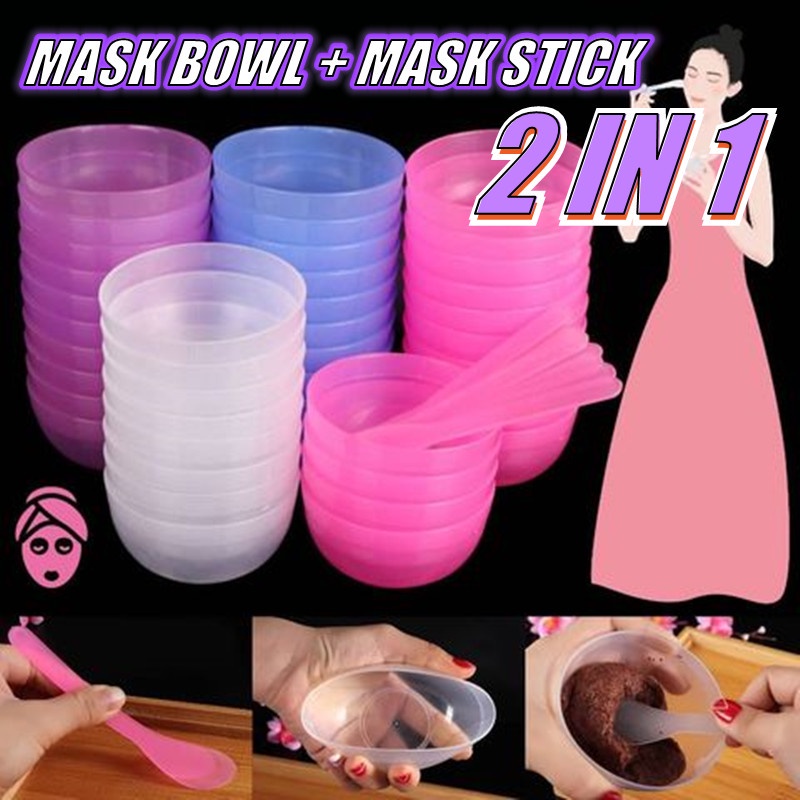 [1Set Reuseable Transparent Plastic DIY Mask Bowl &amp; Stick for Facial Care Tool ] [Make up Tools]