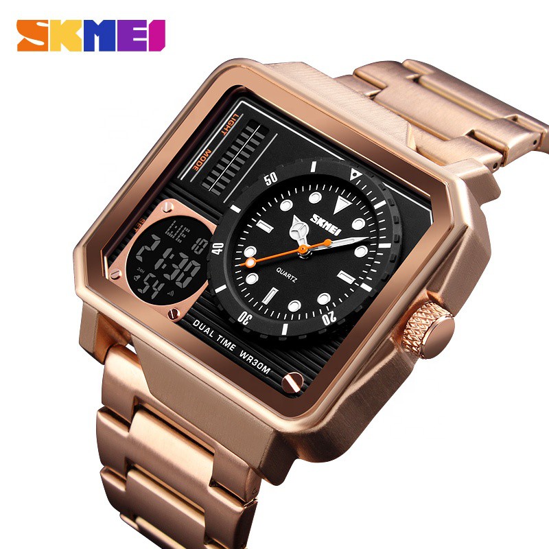 SKMEI 1392 Jam Tangan Pria Digital Analog Tali Stainless WATCHKITE WKOS